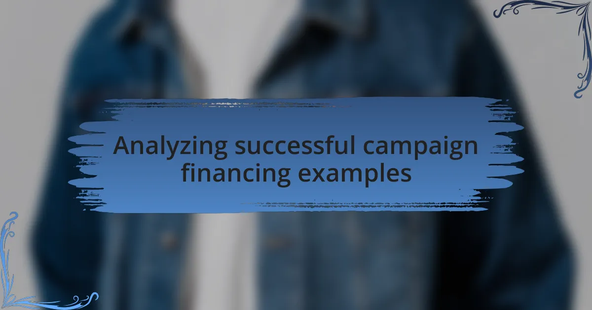 Analyzing successful campaign financing examples