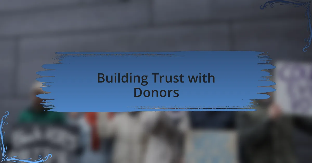Building Trust with Donors