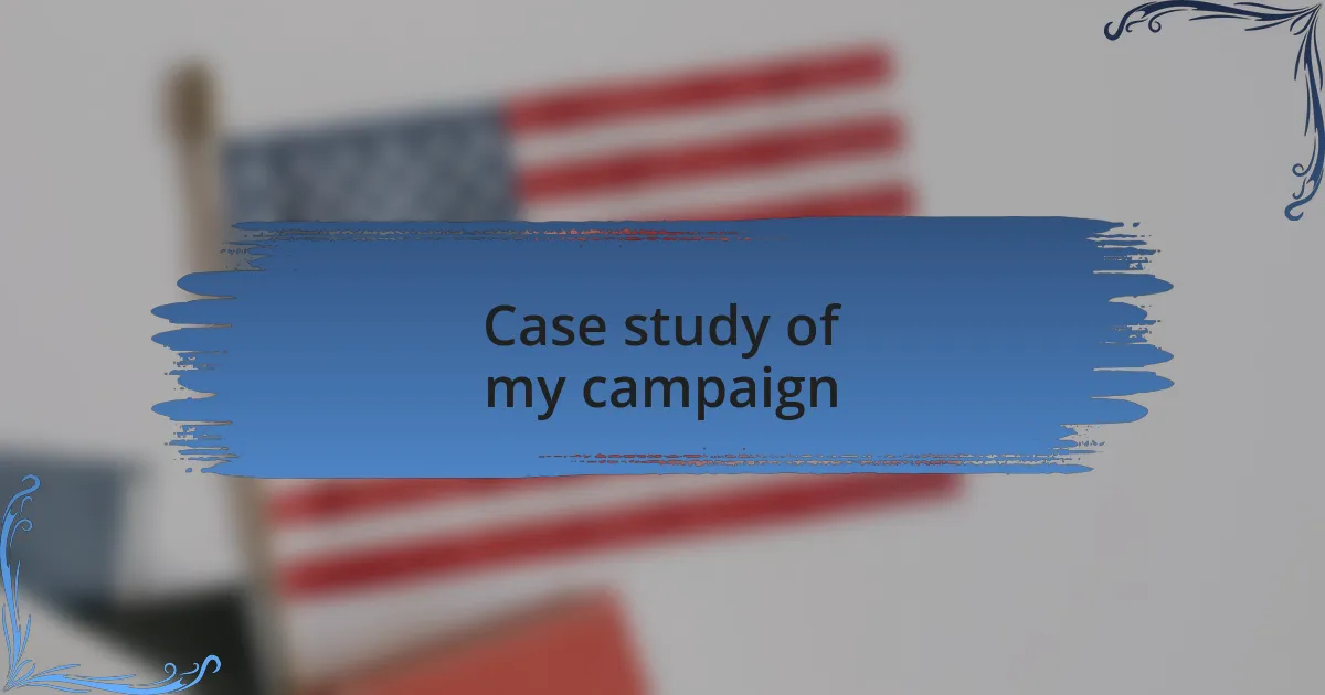 Case study of my campaign