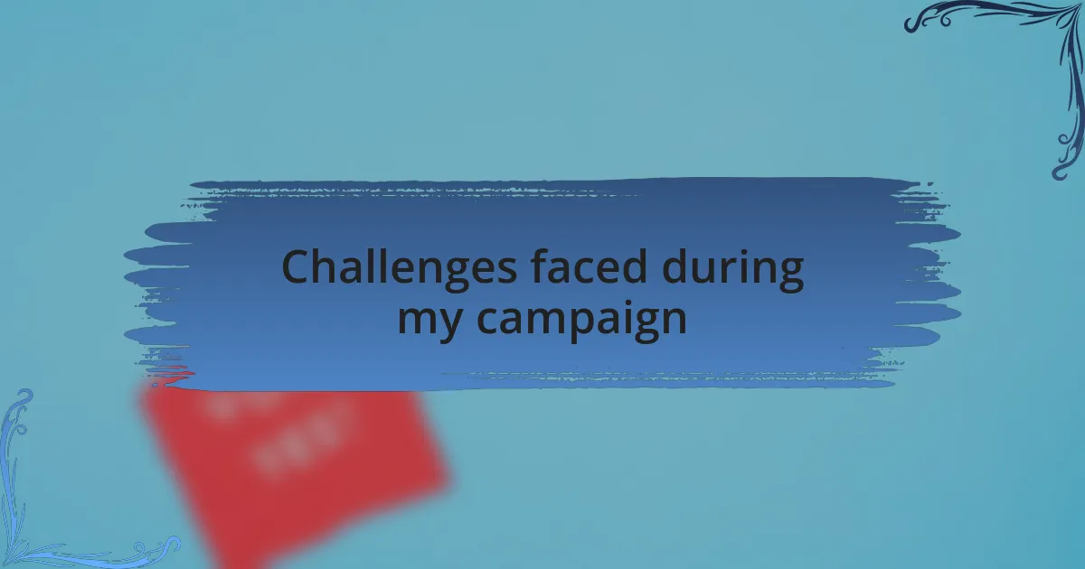 Challenges faced during my campaign