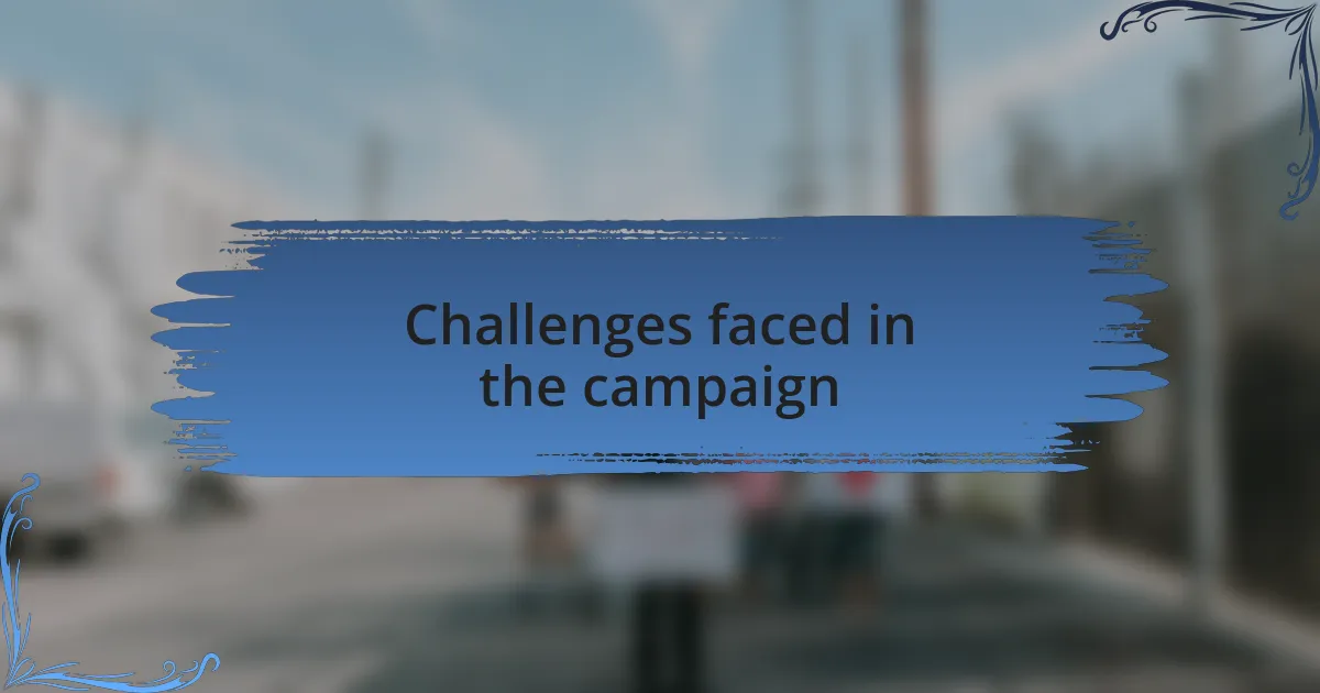 Challenges faced in the campaign