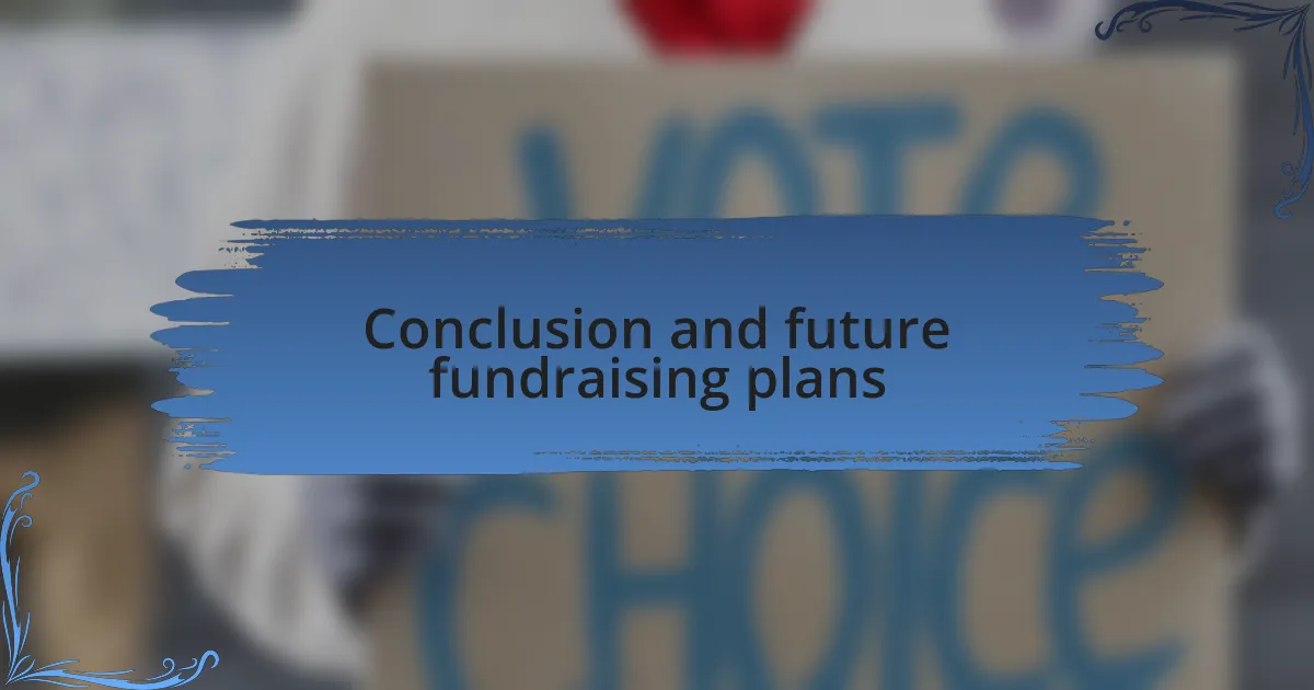 Conclusion and future fundraising plans