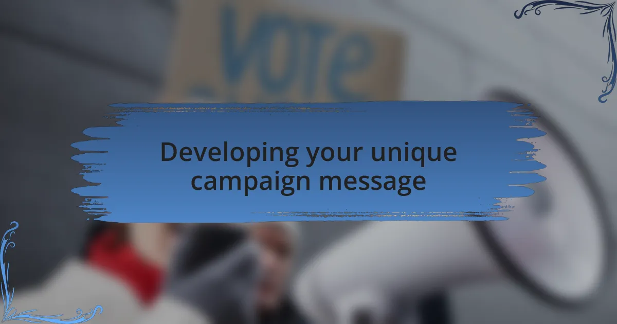 Developing your unique campaign message