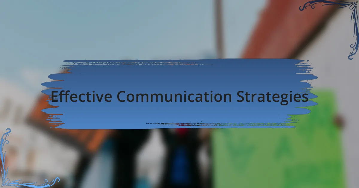 Effective Communication Strategies