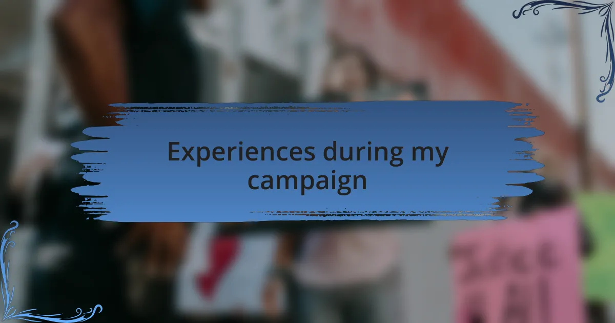 Experiences during my campaign