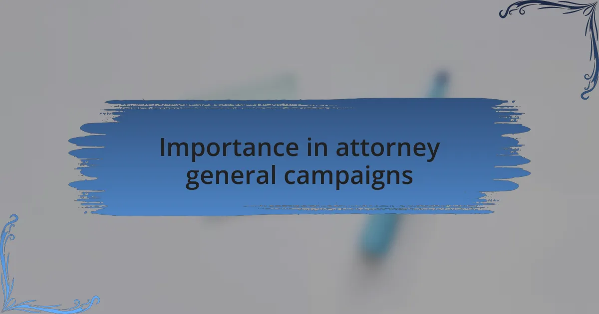Importance in attorney general campaigns
