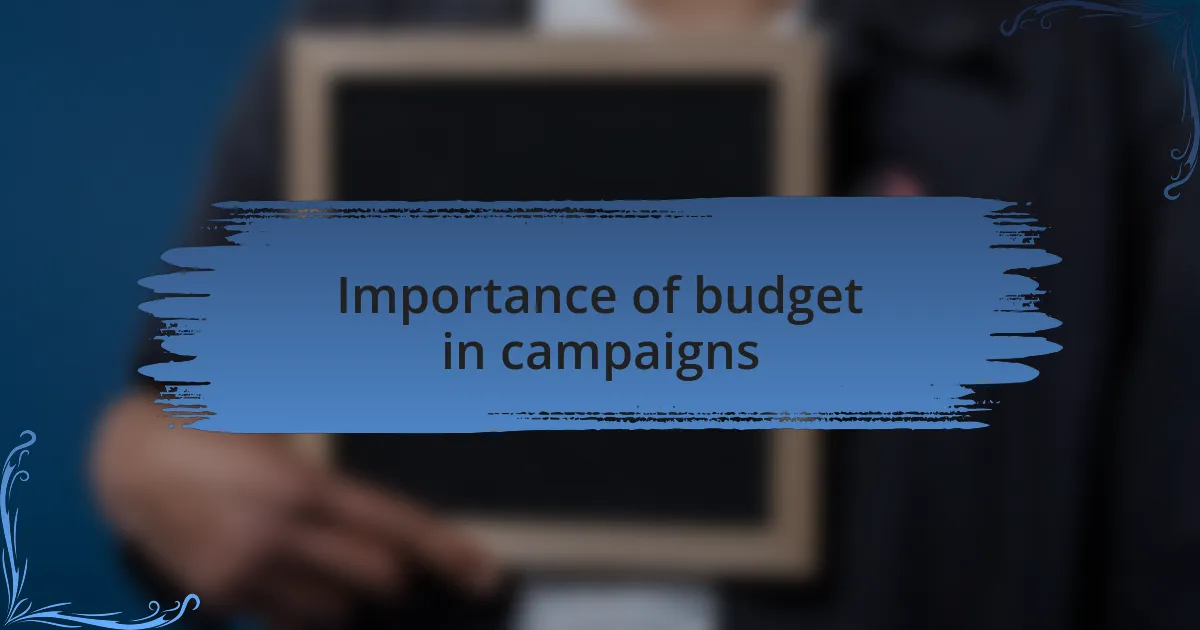 Importance of budget in campaigns