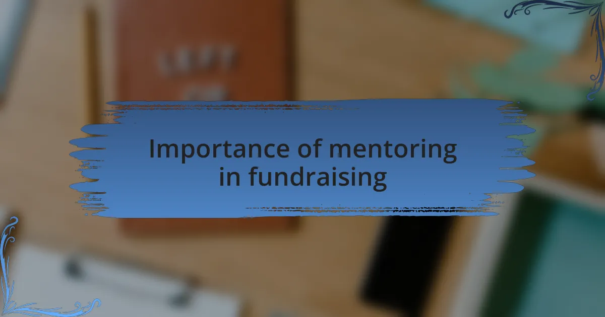 Importance of mentoring in fundraising