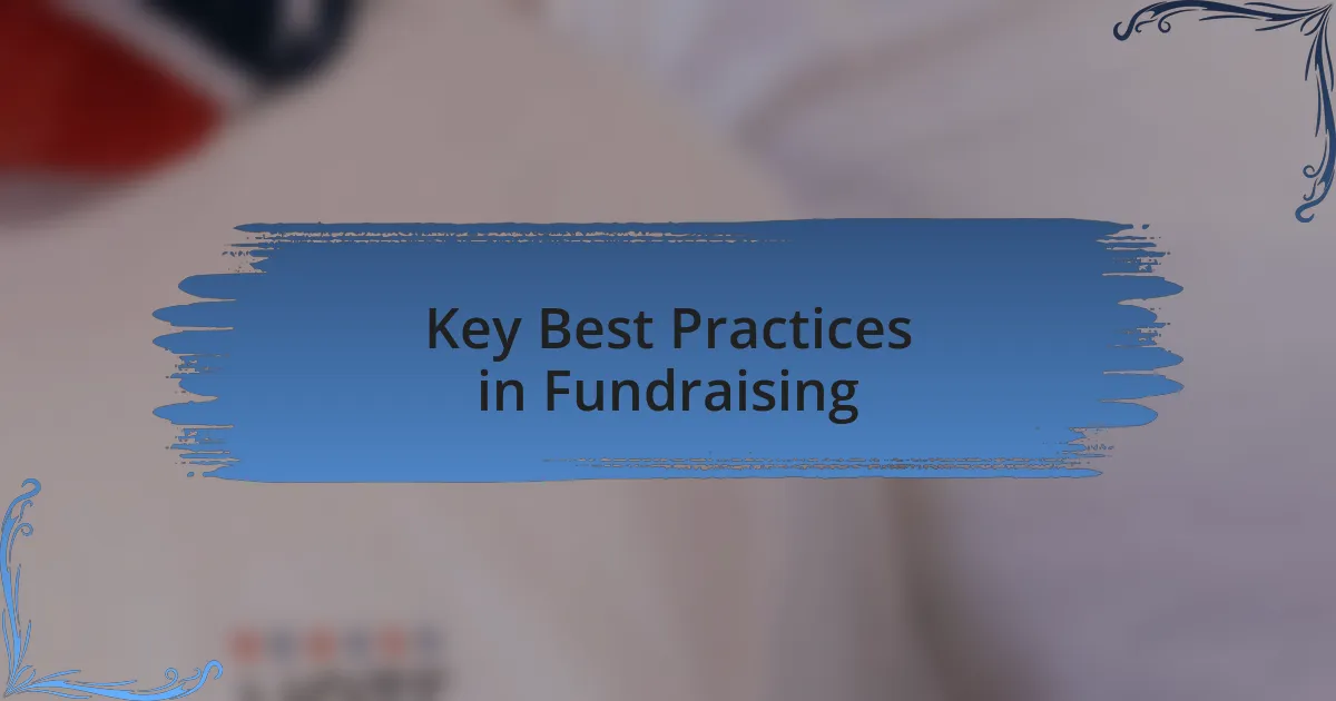 Key Best Practices in Fundraising