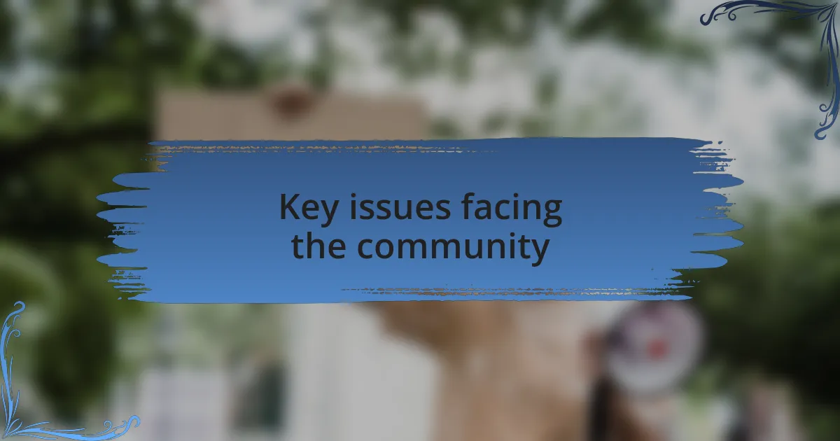 Key issues facing the community
