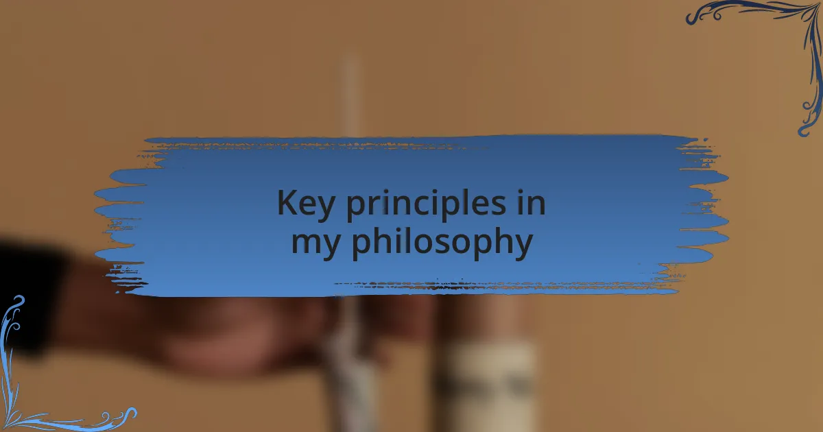 Key principles in my philosophy
