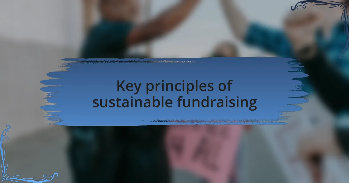 Key principles of sustainable fundraising