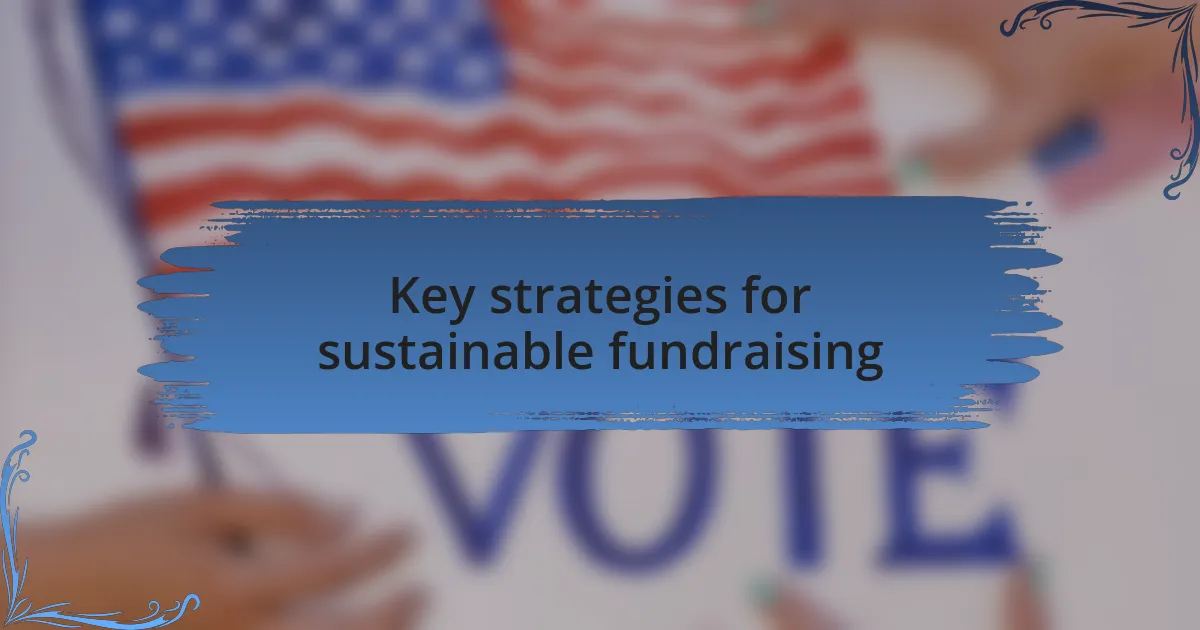 Key strategies for sustainable fundraising