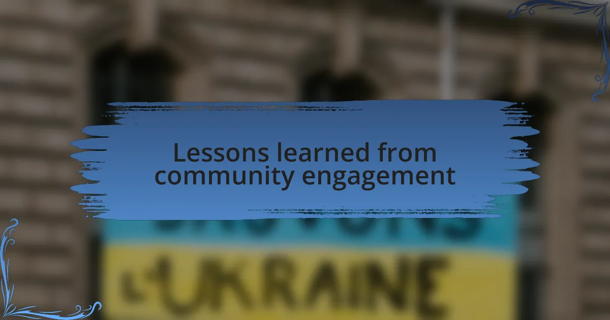 Lessons learned from community engagement