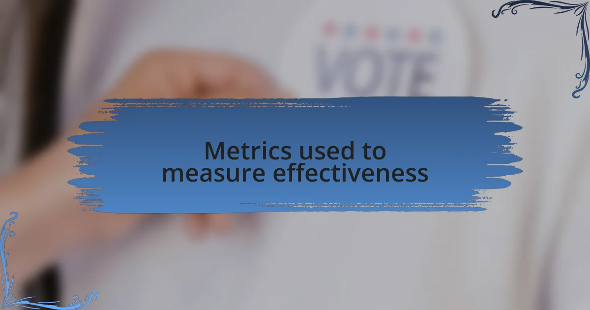 Metrics used to measure effectiveness