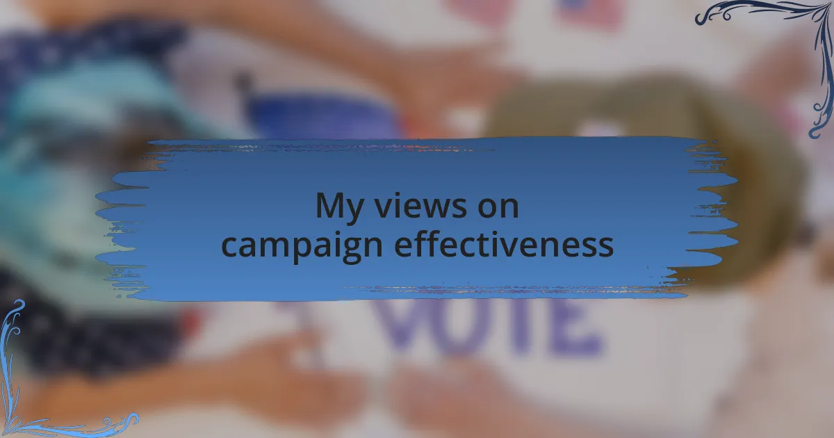 My views on campaign effectiveness