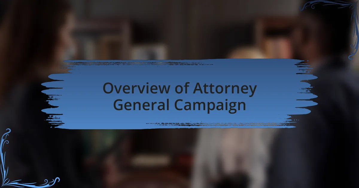 Overview of Attorney General Campaign