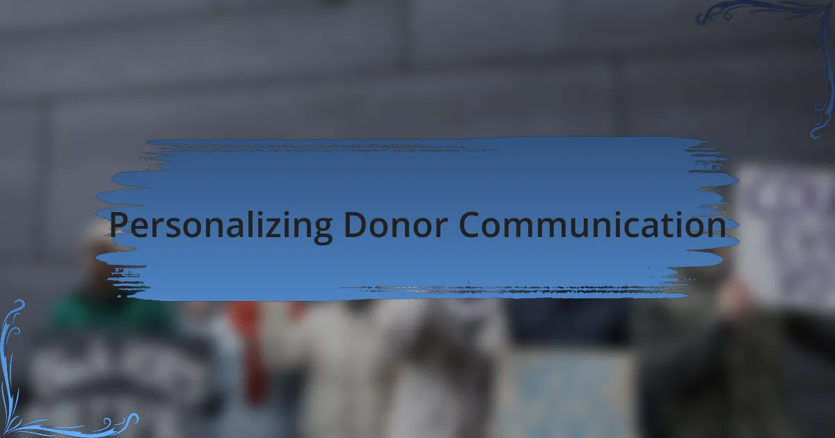 Personalizing Donor Communication