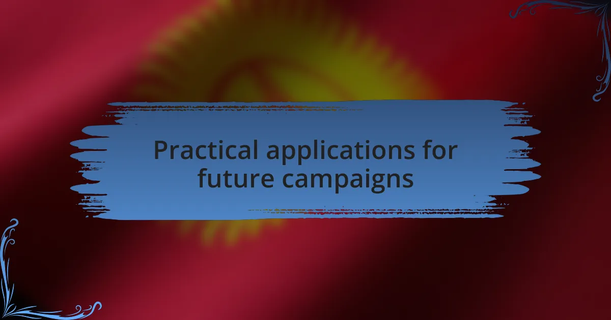 Practical applications for future campaigns