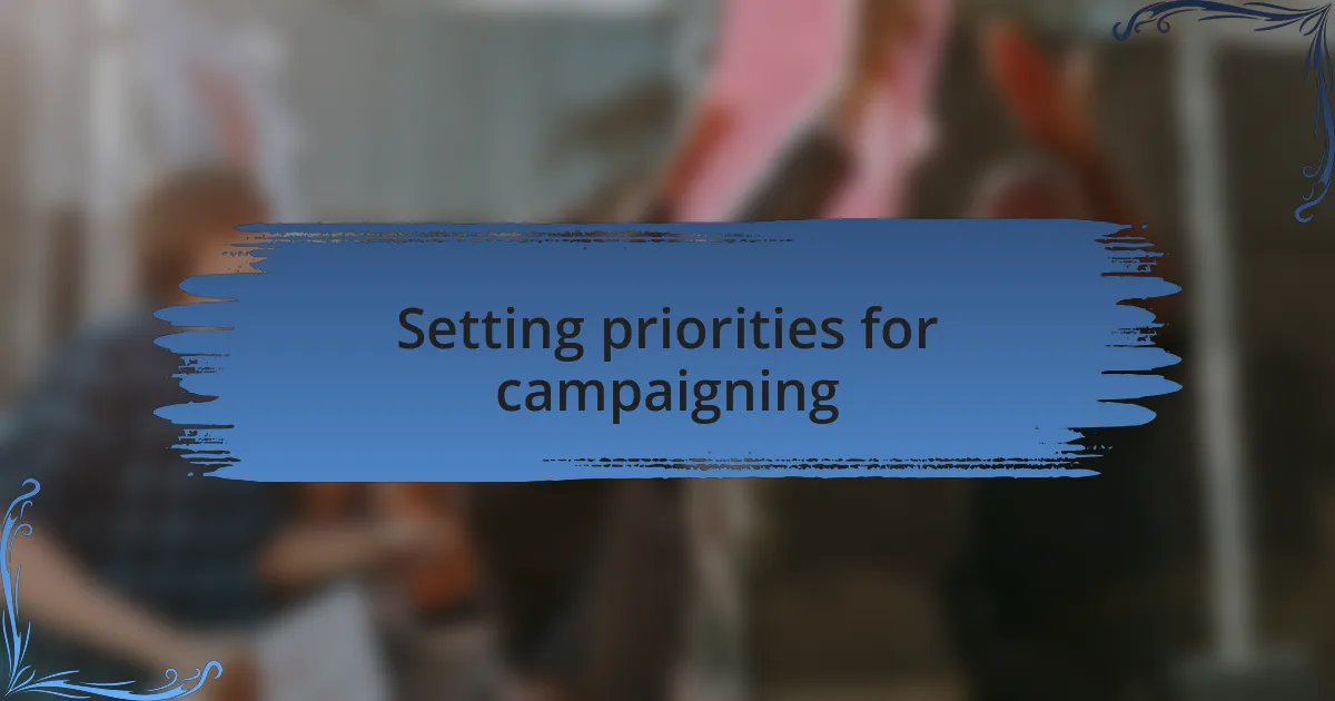 Setting priorities for campaigning