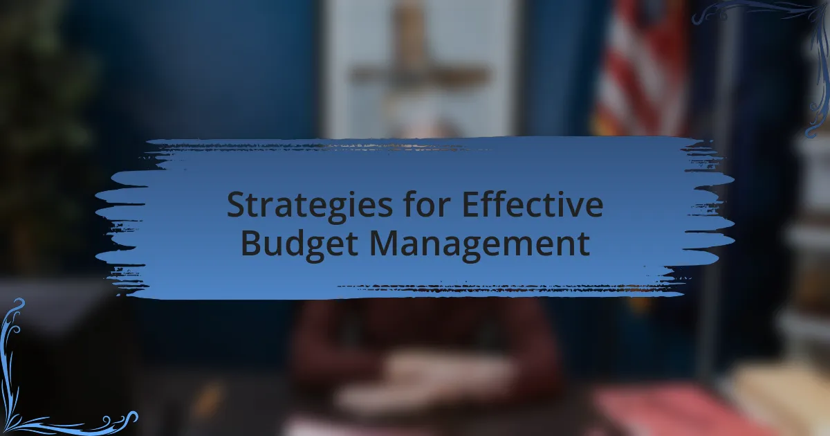 Strategies for Effective Budget Management