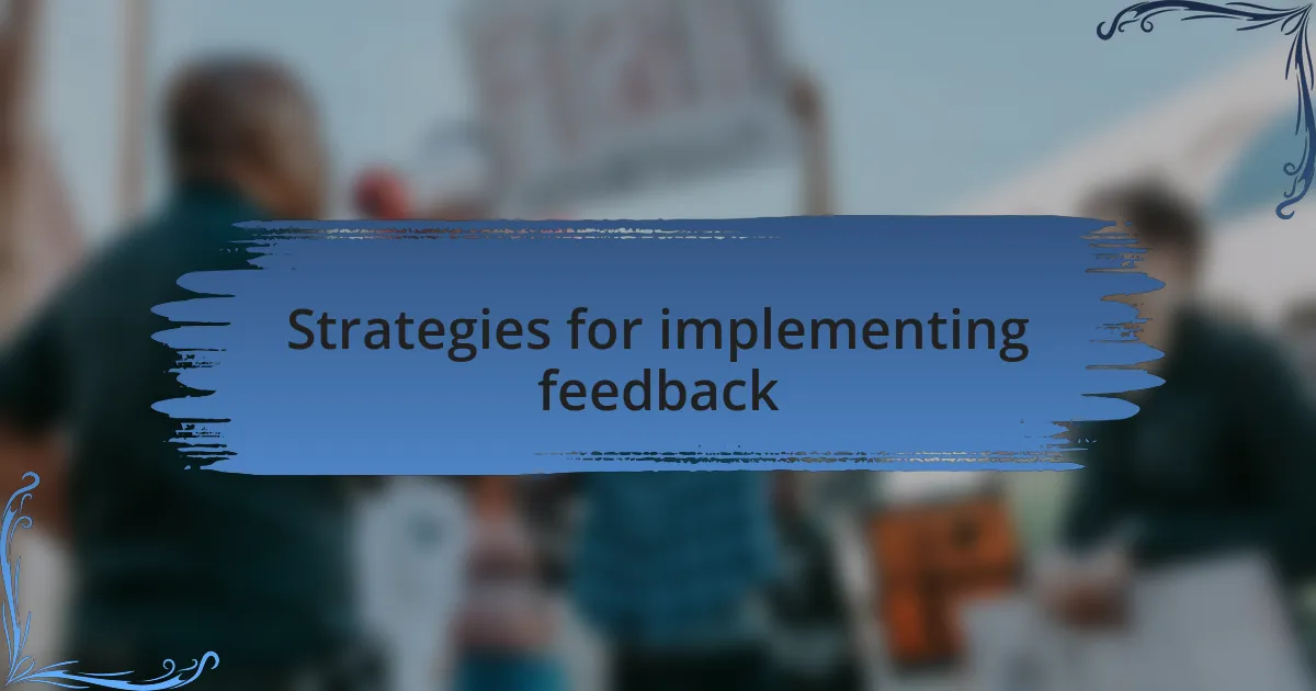 Strategies for implementing feedback
