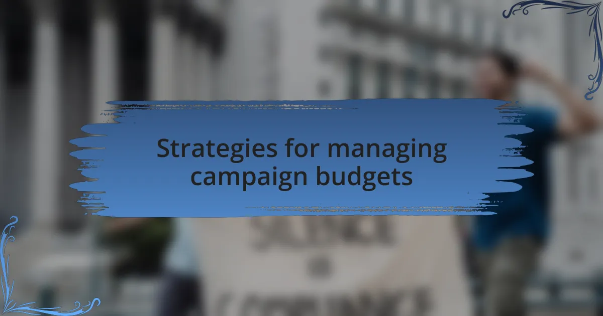 Strategies for managing campaign budgets