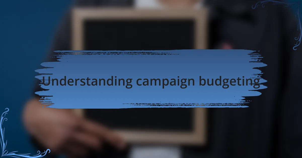 Understanding campaign budgeting