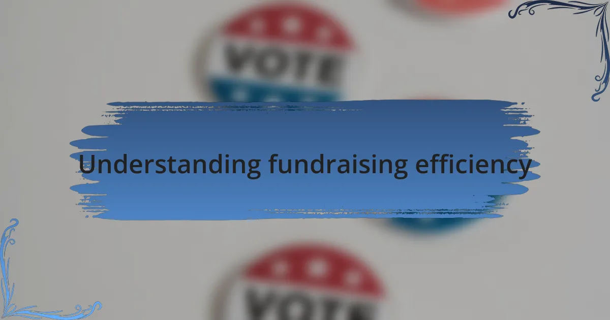 Understanding fundraising efficiency